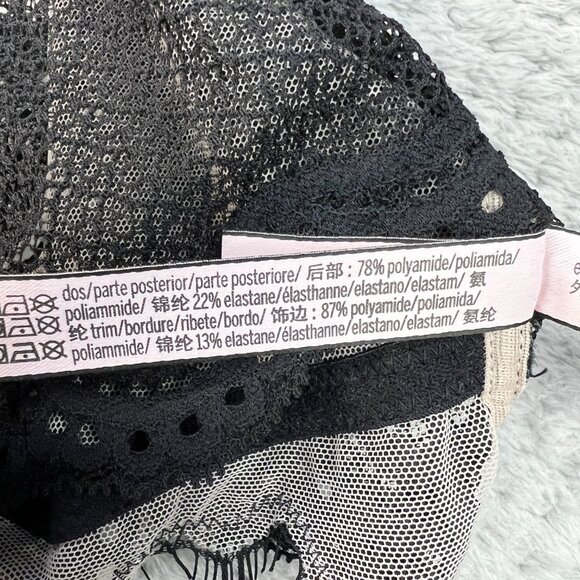 Victoria Secret Plunge Halter Bralette Sheer Lace Scalloped Edges Racerback Lg - Picture 5 of 9